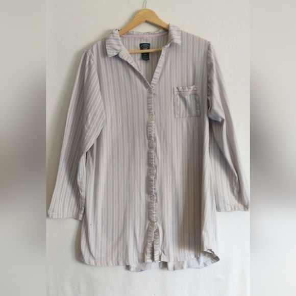 Vintage 90s Laura Ashley Sleep Collared Nightgown Striped Soft Cozy XL - Picture 1 of 4